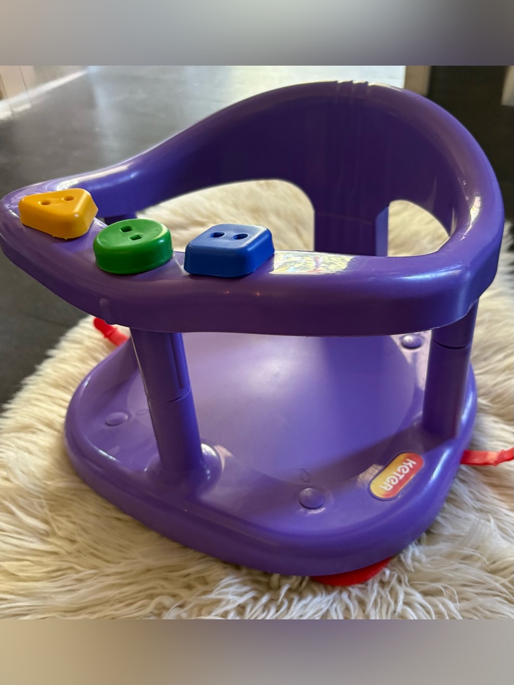 Keter Baby Bathtub Seat Purple Chair Fun Ring Shower Seat Bath Tub Safety
